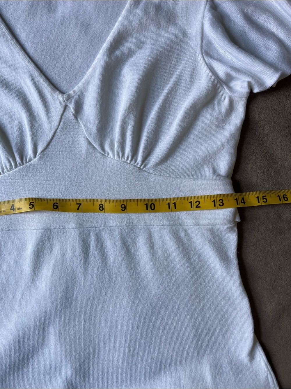 Vintage Y2K I.N.C. Romantic Flutter Sleeve Ruched Tie Back Babydoll Top - White - Picture 9 of 9